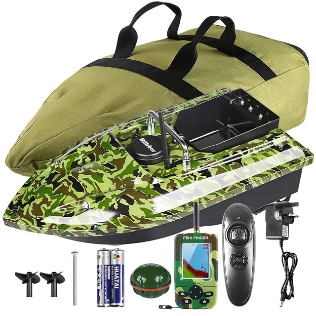 Bilbear camouflage RC bait boat with sonar fish finder