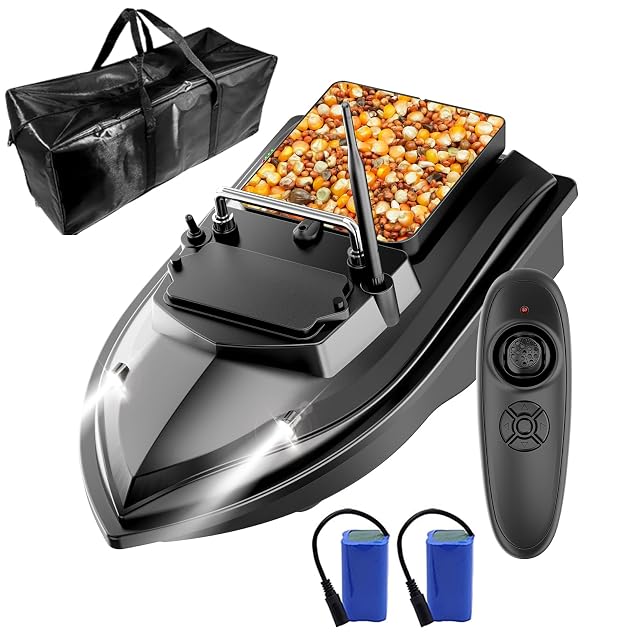 CTLNEON RC bait boat with twin motors and two batteries