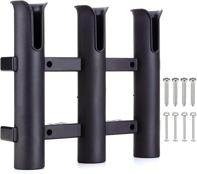 BigTron three-tube black boat rod rack for side or wall mounting