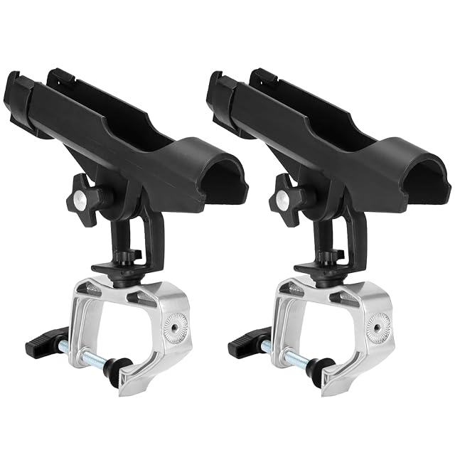 QWORK two-piece 360 degree adjustable boat rod holders