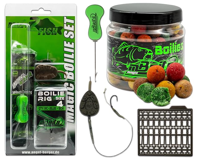Angel-Berger boilie starter set with needle, stops, hook and lead