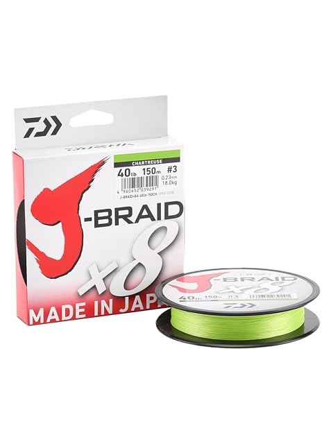 Daiwa J-Braid 8 chartreuse eight-strand braided fishing line, 300 m