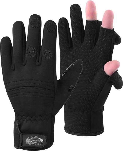normani black titanium neoprene winter fishing gloves