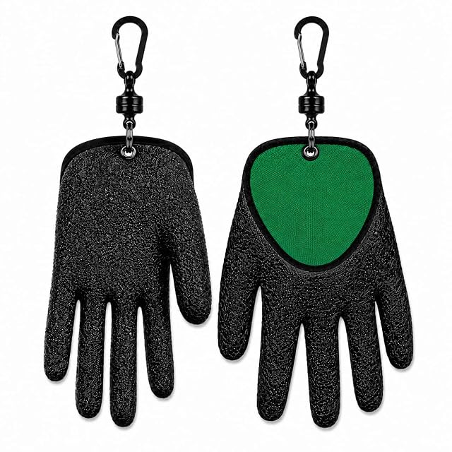 SPHOSWHP pair of non-slip fishing landing gloves with magnet clips