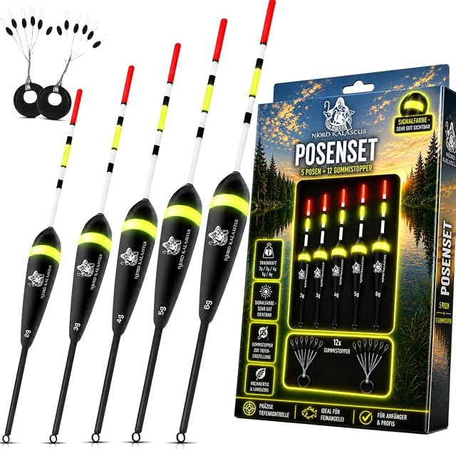 Njord Kalastus five-piece float set with rubber stops