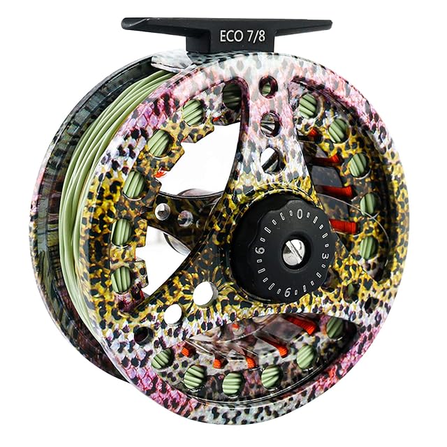 MAXIMUMCATCH ECO fly reel in rainbow finish, size 5/6