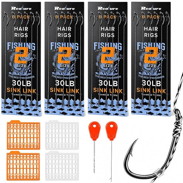 Realure thirty-piece carp hair rig set with baiting needles and stops