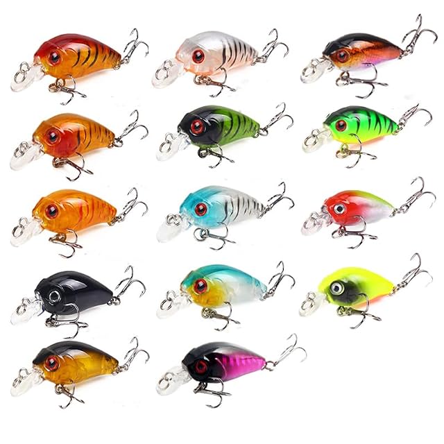 GERUI fourteen-piece crankbait lure set in bright colours