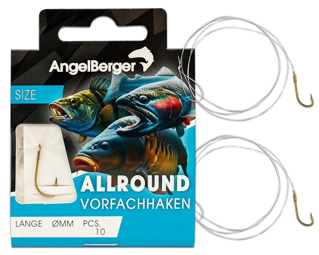 Angel-Berger tied all-round hooks on monofilament leaders, size 8