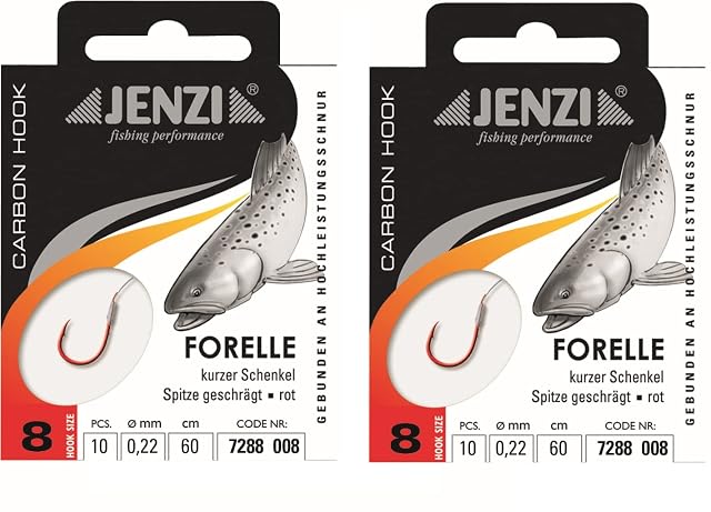 Jenzi tied trout hooks on 60 cm mono leaders, size 8