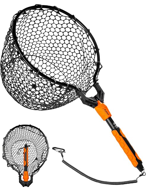 pullther round telescopic landing net with PVC-coated mesh