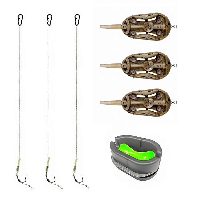 INNAL three-piece method feeder set with marked weights and hooks