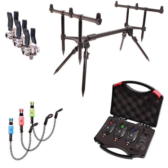 Ultimate Storm Compact rod pod set with bite alarms and butt rests