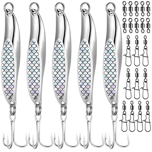 Realure five-piece 21 g metal casting jigs with swivels and clips