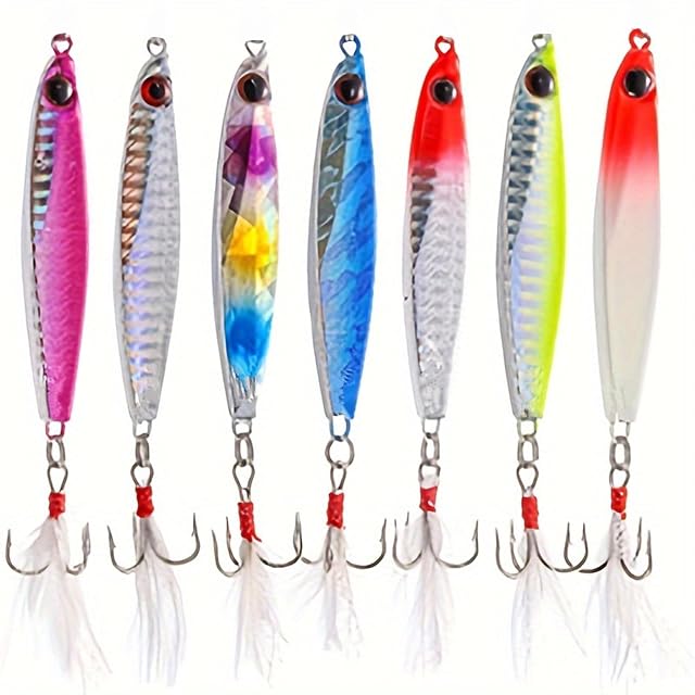 WUWYOUWL seven-piece 30 g metal jigs with feather dressing
