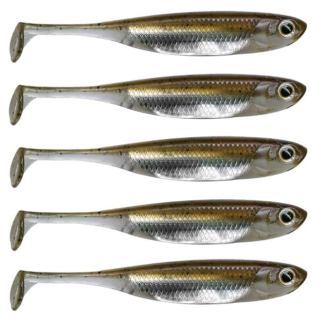 QualyQualy 10 cm soft paddle tail shads with flash foil belly