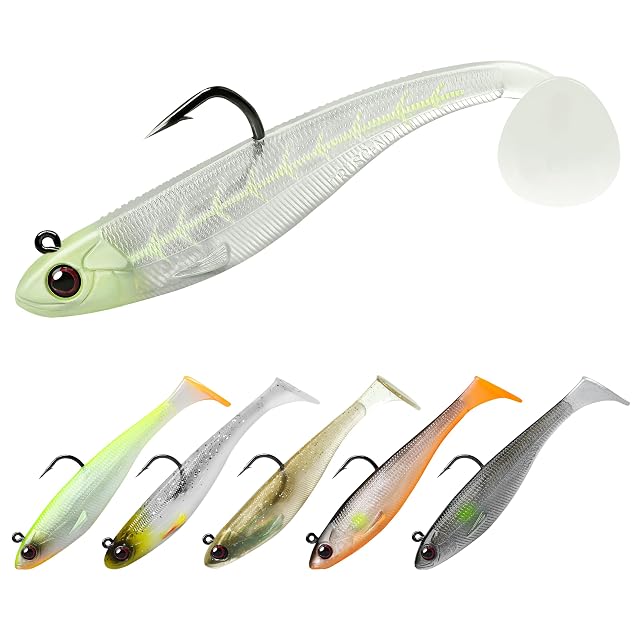 TRUSCEND paddle tail soft lure rigged on a jig head with BKK hook