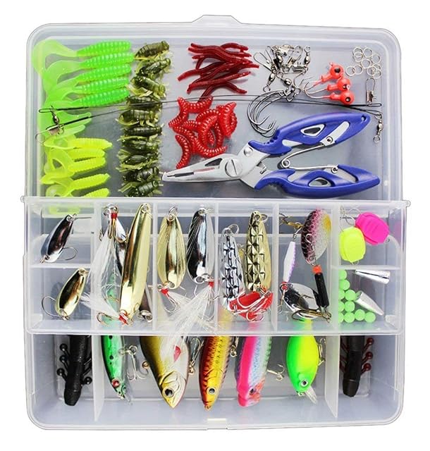 Vicloon 120-piece mixed fishing lure and accessory box