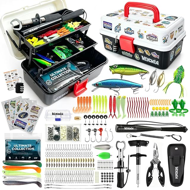 VEYCVLA 376-piece fishing tackle kit with case and tools