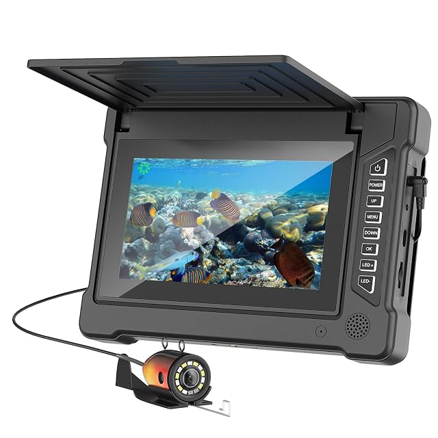 ESANHAO 7-inch underwater fishing camera with sunshade and fish-shaped camera