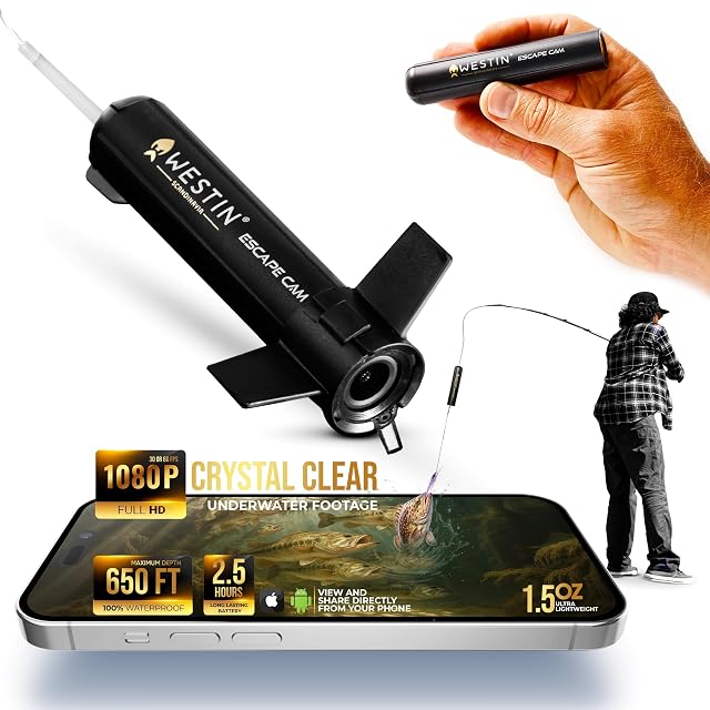 Westin Escape Cam line-mounted underwater fishing camera in black