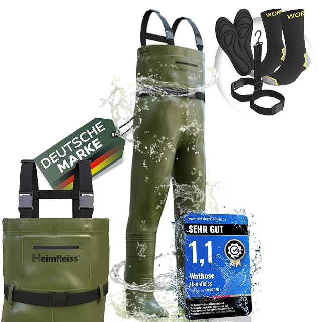 Heimfleiss waterproof chest waders with boots, size 43
