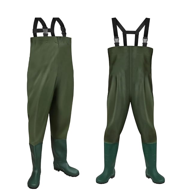 SWANEW 70D nylon PVC chest waders with non-slip rubber boots