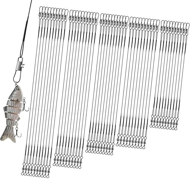 Realure 50-piece stainless steel pike traces with swivels and snaps